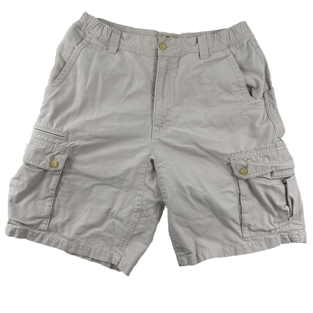 Woolrich Cargo Shorts Men 34 Tan Khaki Stone Cotton Hiking Outdoor Elastic Waist